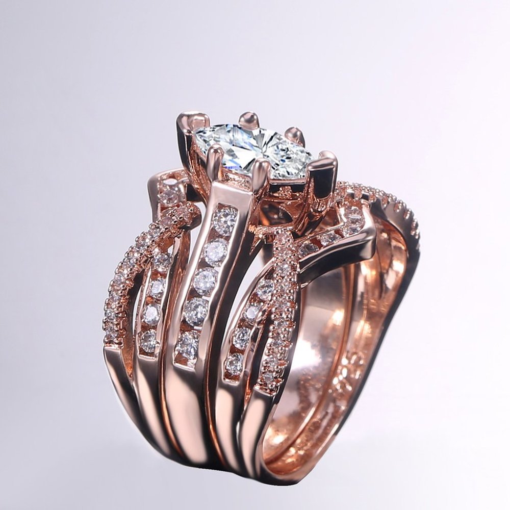 💕Sweet Anillos Shiny Marquis Dainty Zircon Micro Pave Rings for Women, PD018